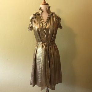 NWT Rachel Zoe Cold Shoulder Gold Dress